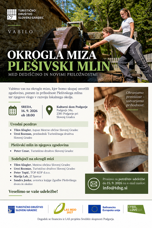 Vabilo na okroglo mizo Plešivški mlin
